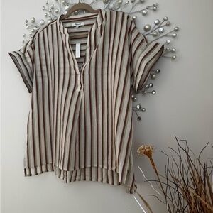 NWT Crinkle Cotton Lakeline Popover Shirt in Stripe Size S